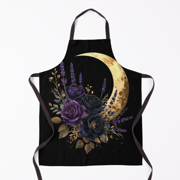 Item preview, Gold Crescent Moon Purple Roses Lavender Celestial Floral Art designed and sold by TripleMoonCrafts.