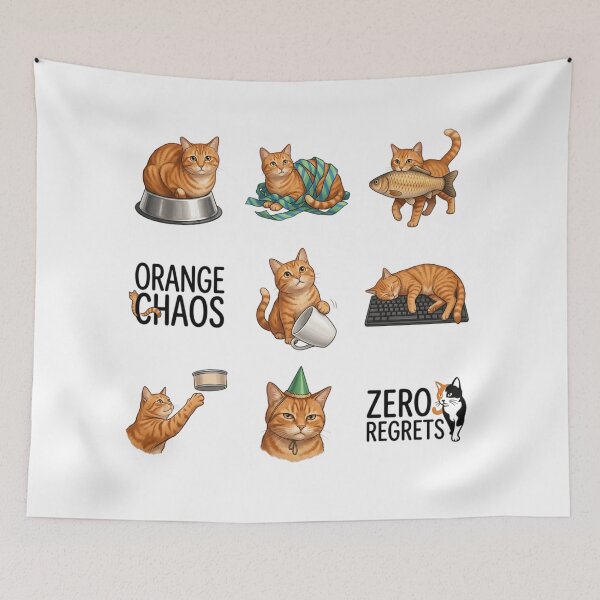 Item preview, Cute Orange Tabby Antics Sticker Sheet Grid Set designed and sold by mood-draftsman.