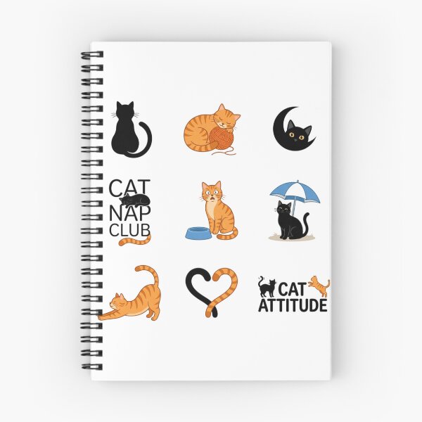 Item preview, Cute Orange Tabby and Black Cat Sticker Sheet Bundle designed and sold by mood-draftsman.