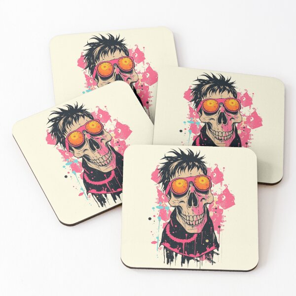 Item preview, Neon Punk Skull Pink Sunglasses Paint Splatter designed and sold by ERODED SELF.