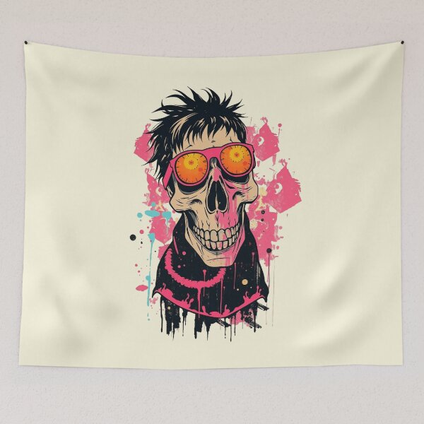 Item preview, Neon Punk Skull Pink Sunglasses Paint Splatter designed and sold by ERODED SELF.