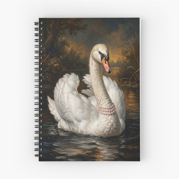 Item preview, Regal Swan Portrait with Pink Pearl Necklace designed and sold by Real Beast Art.