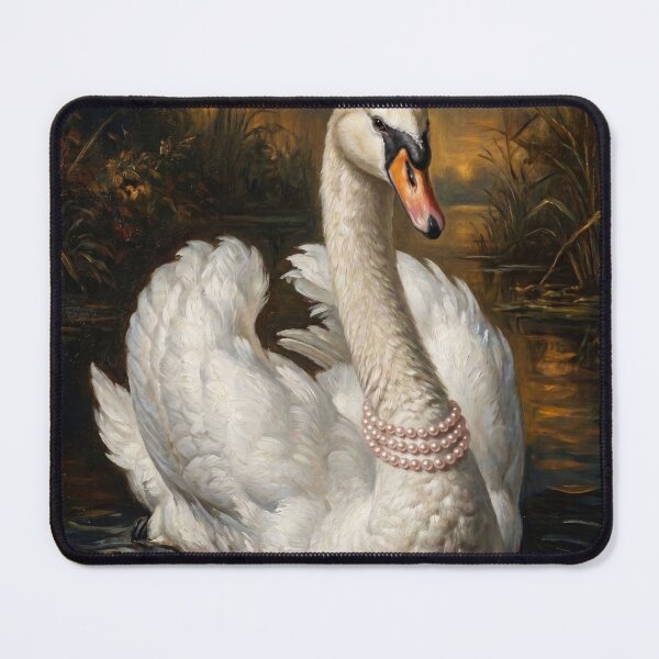Item preview, Regal Swan Portrait with Pink Pearl Necklace designed and sold by Real Beast Art.