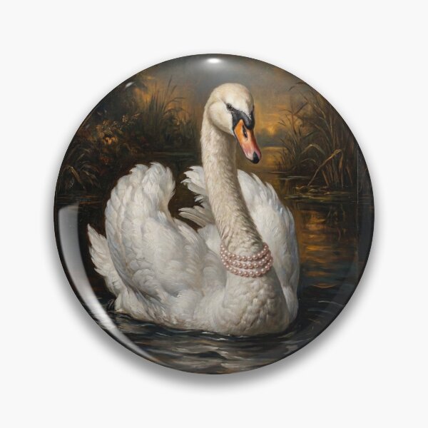 Item preview, Regal Swan Portrait with Pink Pearl Necklace designed and sold by Real Beast Art.