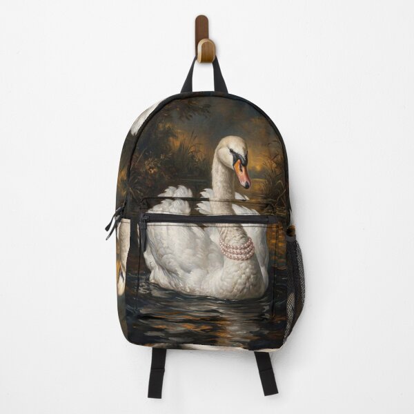 Item preview, Regal Swan Portrait with Pink Pearl Necklace designed and sold by Real Beast Art.