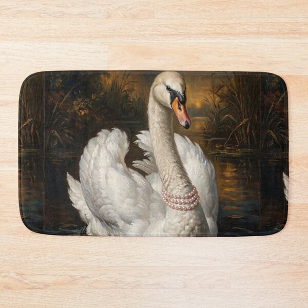 Item preview, Regal Swan Portrait with Pink Pearl Necklace designed and sold by Real Beast Art.