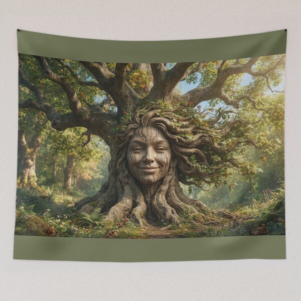 Item preview, Smiling Forest Dryad Sunny Nature Portrait Art designed and sold by AfresStudio.