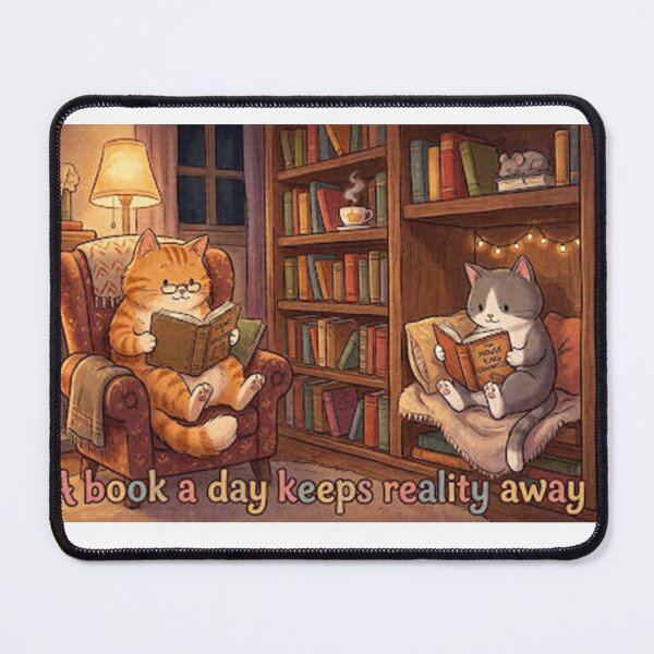 Item preview, Cats reading. A book a day keeps reality away. designed and sold by Robo-Mart Smart Shopping.