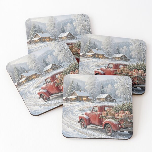 Item preview, Winter Scene with Red Truck designed and sold by Patricia Johnston.