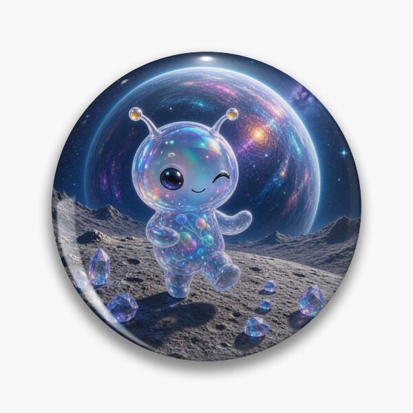 Item preview, Cute Winking Alien on Moon Art designed and sold by Breezes-of-Ida.