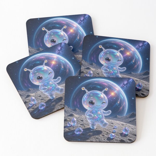 Item preview, Cute Winking Alien on Moon Art designed and sold by Breezes-of-Ida.