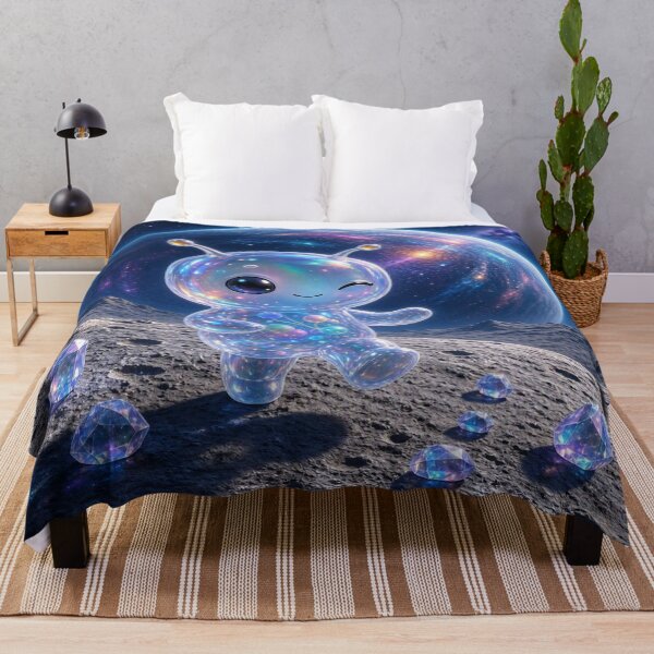 Item preview, Cute Winking Alien on Moon Art designed and sold by Breezes-of-Ida.