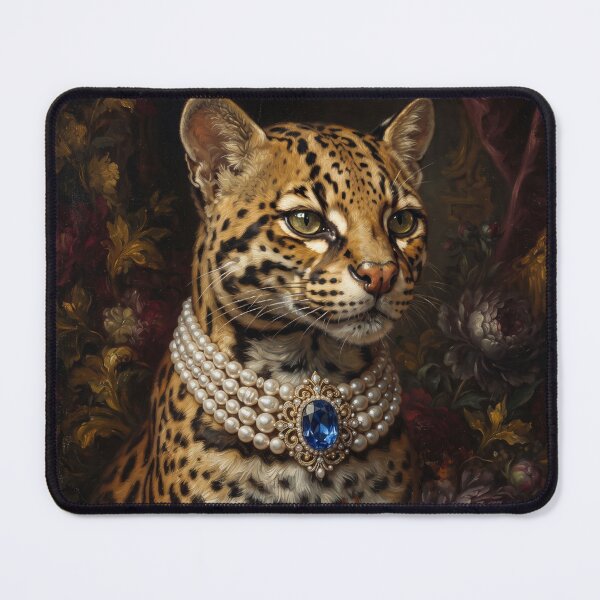 Item preview, Regal Ocelot Portrait with Blue Sapphire Necklace designed and sold by Real Beast Art.