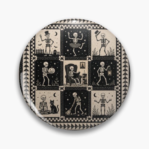 Item preview, Skeleton Social — Halloween Quilt Art designed and sold by Novel Works Studio.