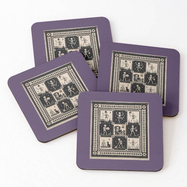 Item preview, Skeleton Social — Halloween Quilt Art designed and sold by Novel Works Studio.