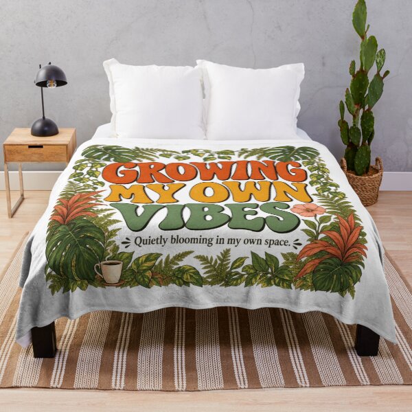 Item preview, Growing My Own Vibes | Retro Wavy Plant Lover Quote | Introvert Aesthetic T-Shirt & Tote Bag designed and sold by Final Chance Designs⭐️⭐️⭐️⭐️⭐️.