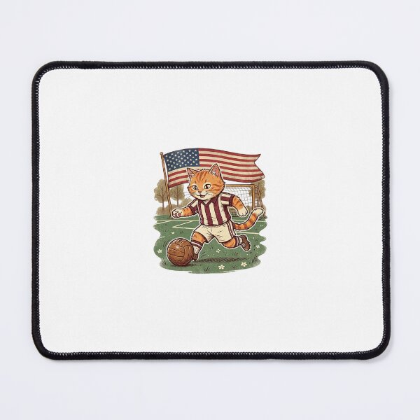 Item preview, Cat playing soccer: classic vintage-style sports mascot designed and sold by FootprintofLove.