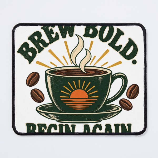 Item preview, Brew Bold Begin Again Retro Coffee Design designed and sold by DarnaWear.