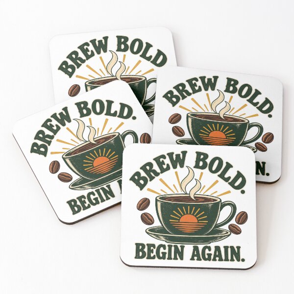 Item preview, Brew Bold Begin Again Retro Coffee Design  designed and sold by DarnaWear.