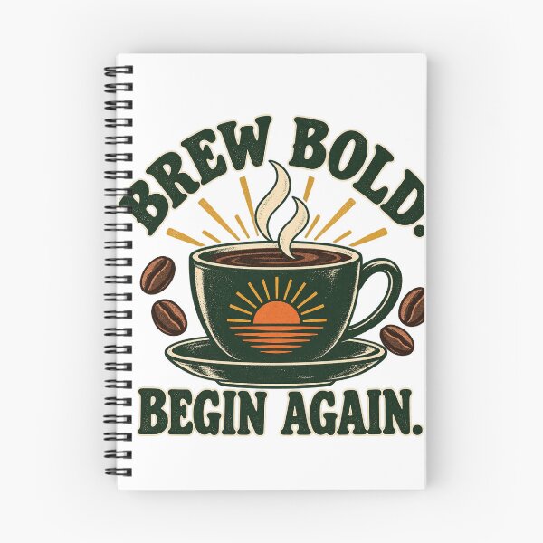 Item preview, Brew Bold Begin Again Retro Coffee Design  designed and sold by DarnaWear.
