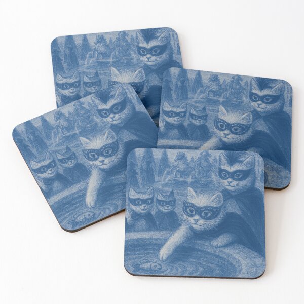 Item preview, Gustave & Patricia - Blue Vintage Cats at Versailles - Fonulaseries designed and sold by Fonulaseries.