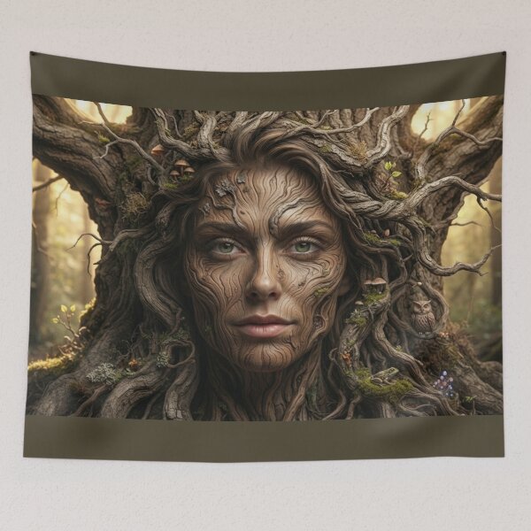 Item preview, Ancient Tree Bark Nymph Fantasy Portrait Art designed and sold by AfresStudio.