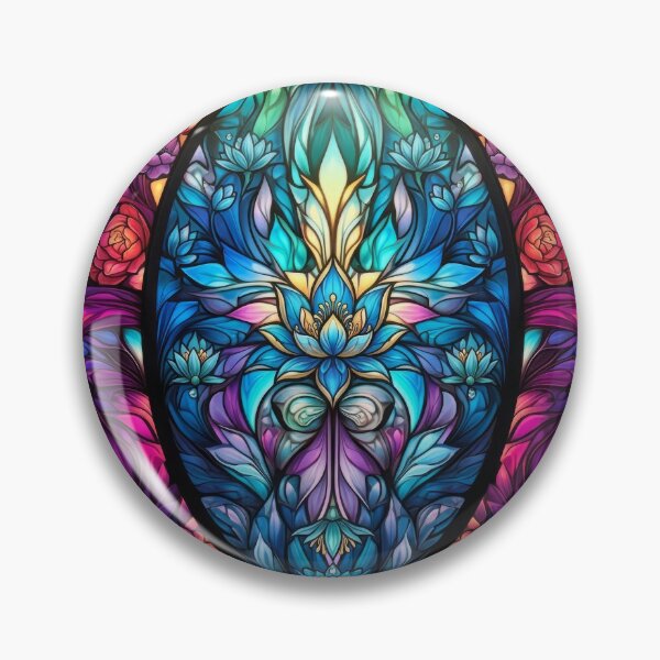 Item preview, Vibrant Floral Stained Glass Mandala Artwork designed and sold by pinkal.