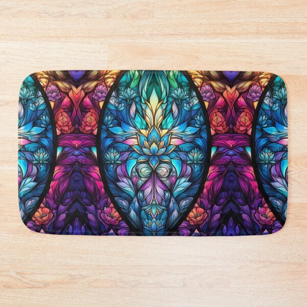 Item preview, Vibrant Floral Stained Glass Mandala Artwork designed and sold by pinkal.