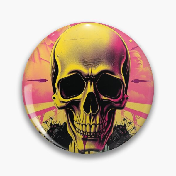 Item preview, Retro Sci-Fi Skull Synthwave Dystopian Art designed and sold by ERODED SELF.