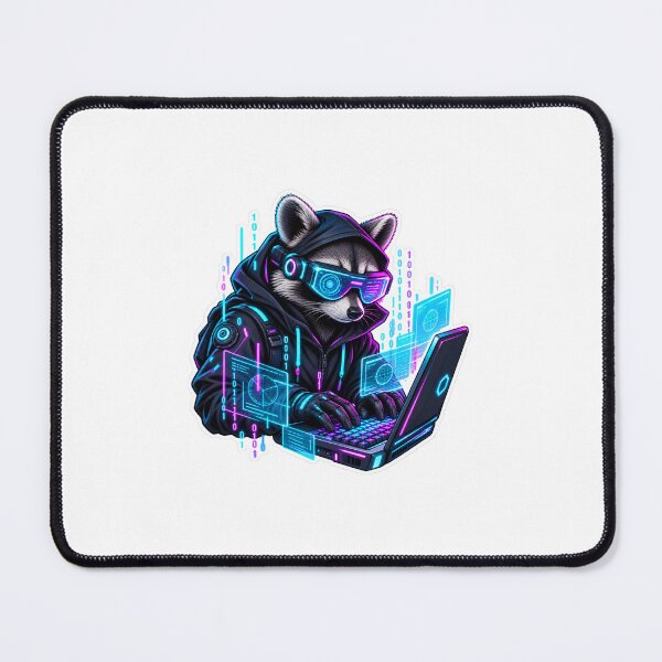 Item preview, Cyberpunk Raccoon Hacker - Developer Matrix Code Tech Sticker designed and sold by BitCafeAI.