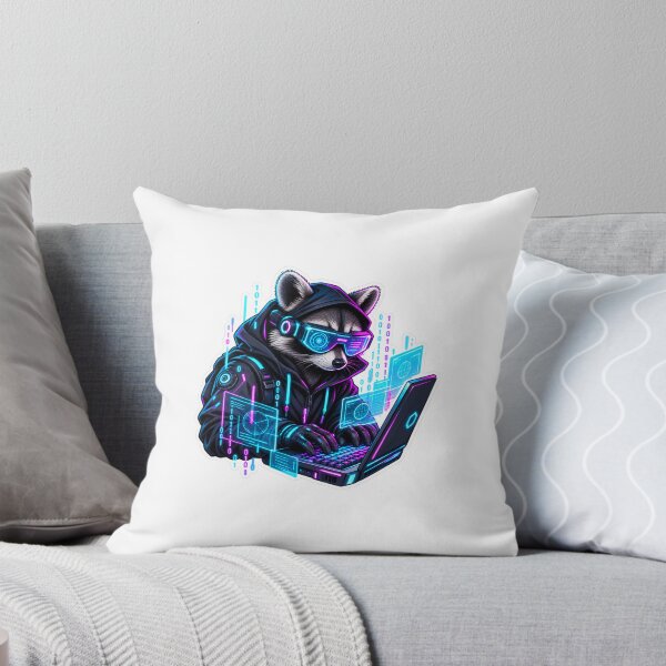 Item preview, Cyberpunk Raccoon Hacker - Developer Matrix Code Tech Sticker designed and sold by BitCafeAI.