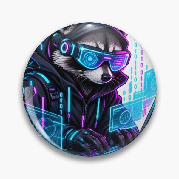 Item preview, Cyberpunk Raccoon Hacker - Developer Matrix Code Tech Sticker designed and sold by BitCafeAI.