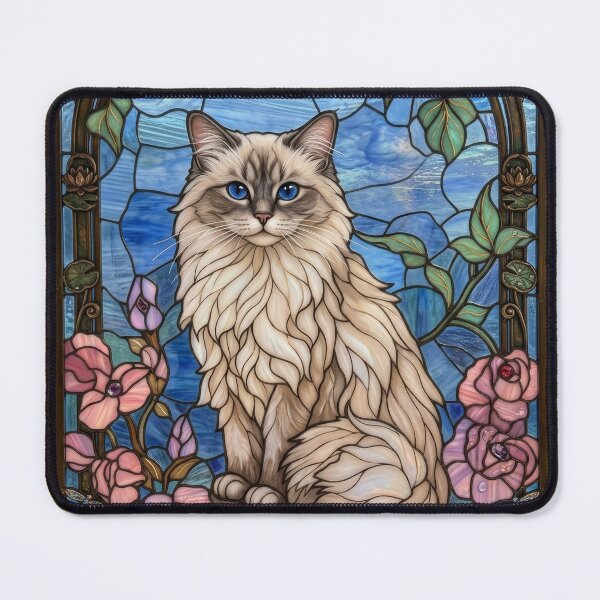 Item preview, Ragdoll Cat Stained Glass Floral Mosaic designed and sold by pinkal.