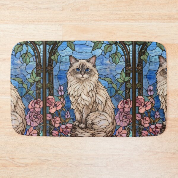 Item preview, Ragdoll Cat Stained Glass Floral Mosaic designed and sold by pinkal.