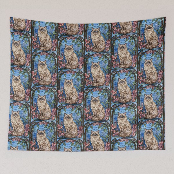 Item preview, Ragdoll Cat Stained Glass Floral Mosaic designed and sold by pinkal.