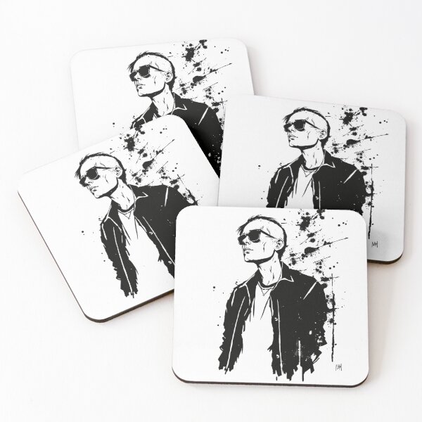 Item preview, Punk Rock Man Portrait Sunglasses Ink Splatter designed and sold by ERODED SELF.