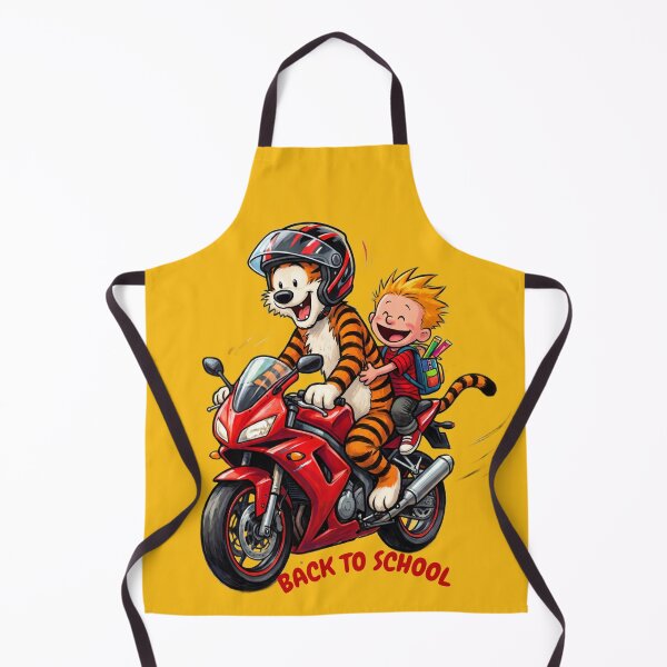 Item preview, Back to School Boy and Tiger Motorcycle Ride – Funny Nostalgic Art designed and sold by BLUESKY11a.