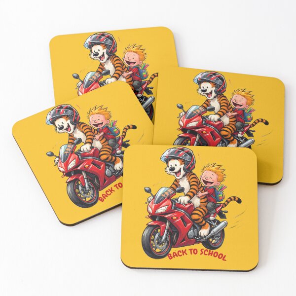 Item preview, Back to School Boy and Tiger Motorcycle Ride – Funny Nostalgic Art designed and sold by BLUESKY11a.