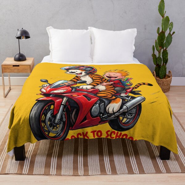 Item preview, Back to School Boy and Tiger Motorcycle Ride – Funny Nostalgic Art designed and sold by BLUESKY11a.
