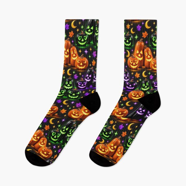 Item preview, Neon Halloween Pumpkin Pattern designed and sold by DansCreations42.