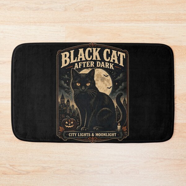 Item preview, Black Cat After Dark Black Cat Halloween Retro Screen Print designed and sold by OliviaHayesArt.