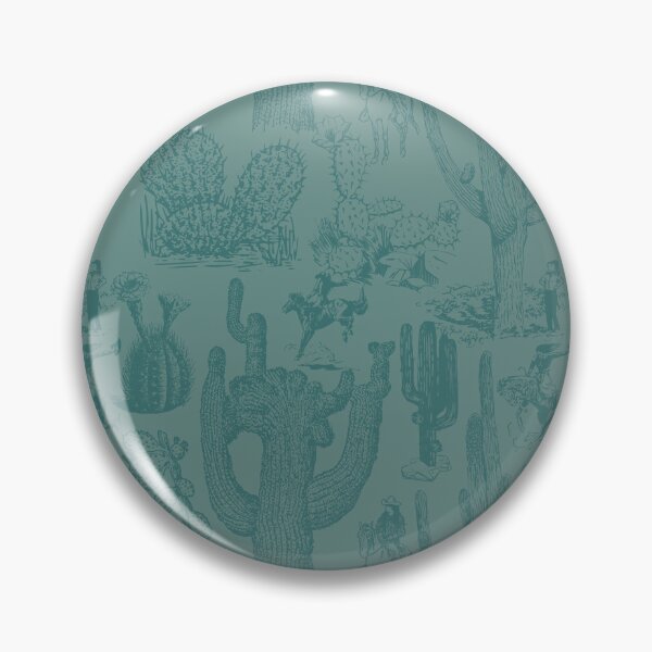 Item preview, Western Cactoile with Cowgirls in Tonal Verdigris Green designed and sold by YesterdayColl.
