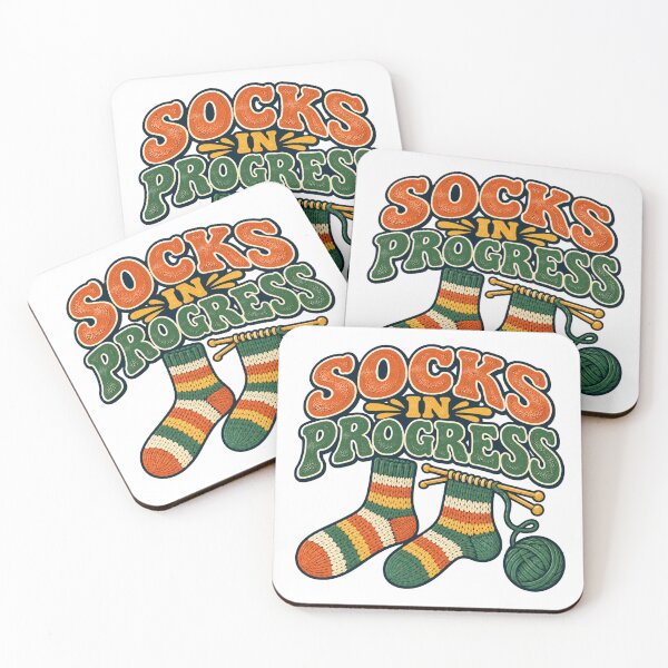 Item preview, Socks in Progress – Funny Retro Knitting Design designed and sold by EastEndTownie.
