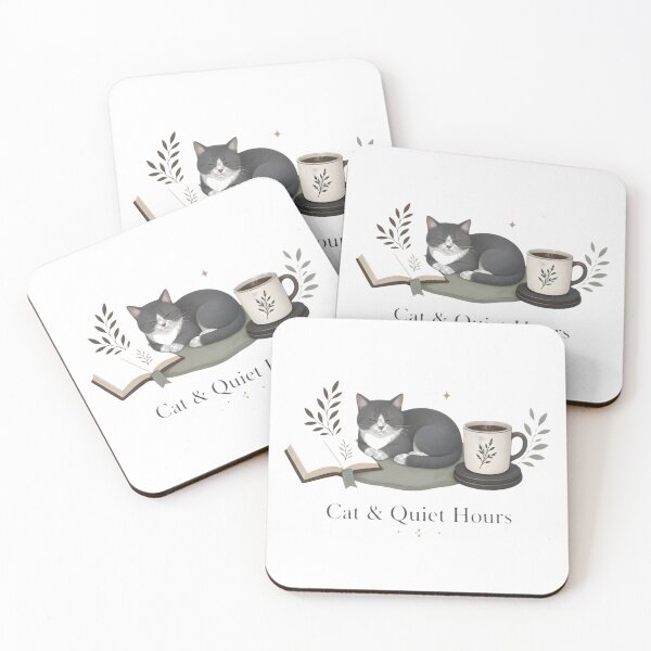 Item preview, Cat & Quiet Hours — Cozy Coffee Book Cat Art designed and sold by Sadanova.