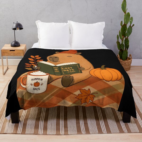 Item preview, Cozy Autumn Reading Capybara Pumpkin Spice Days designed and sold by LeSoniPapaPrint.