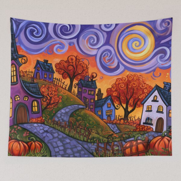 Item preview, The Winding Road to Pumpkin Village designed and sold by NeoNebulaArt.