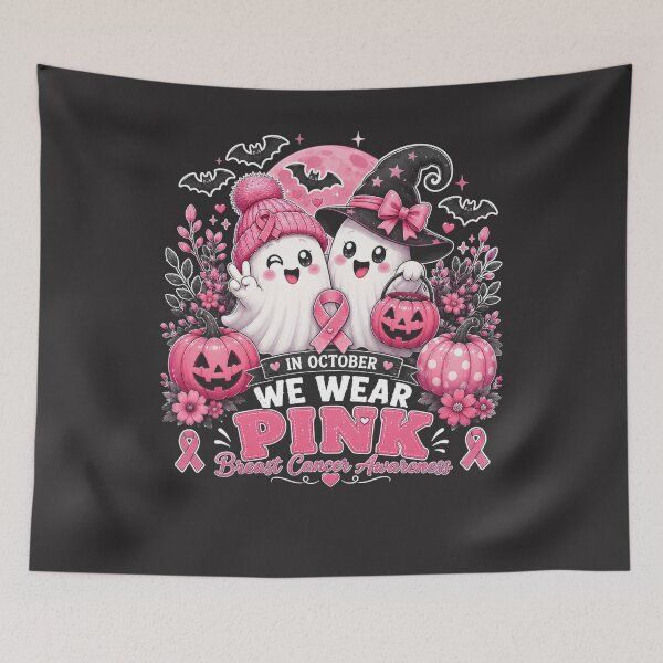 Item preview, Breast Cancer Halloween in October We Wear Pink Ghost Witch designed and sold by DYAFLK.