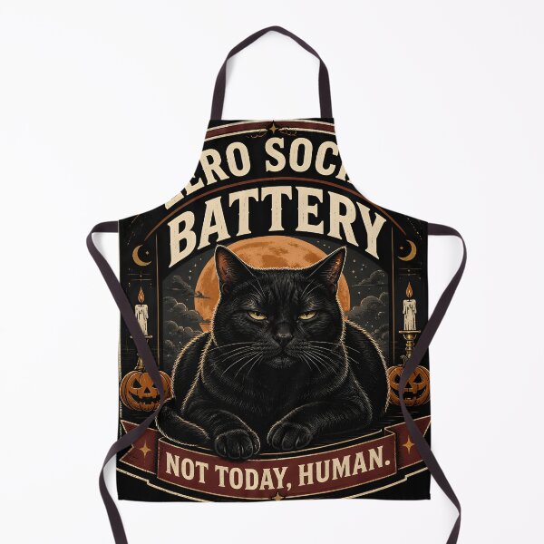Item preview, Zero Social Battery Black Cat Halloween Retro Screen Print designed and sold by RoyesButler.