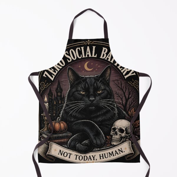 Item preview, Zero Social Battery Black Cat Halloween Gothic Engraving designed and sold by RoyesButler.