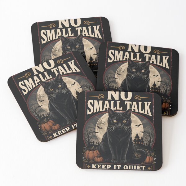 Item preview, No Small Talk Black Cat Halloween Retro Screen Print designed and sold by RoyesButler.